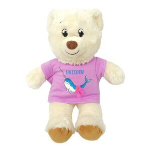 Build A Bear Teddy 15" Plush Unicorn Of The Sea T Shirt Cream Stuffed Animal Toy